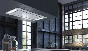 Faber STRTIS36WHNB 36" X 19" Ceiling Mount White Glass Island Hood Ductless Hoods filterless ductless hood for apartment