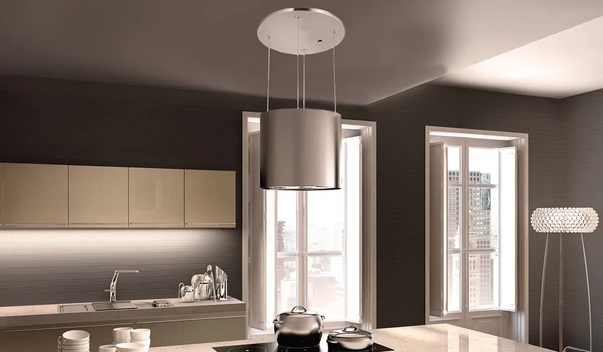 Faber ZOOMIS16SS400B 16" Diameter Round Up/Down Motion Island Hood Ducted Hoods under cabinet ducted hood