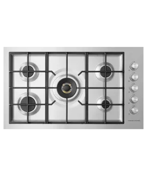Fisher & Paykel CG365DNGRX2N Gas On Steel Cooktop, 36", Flush Fit Gas natural gas range with griddle