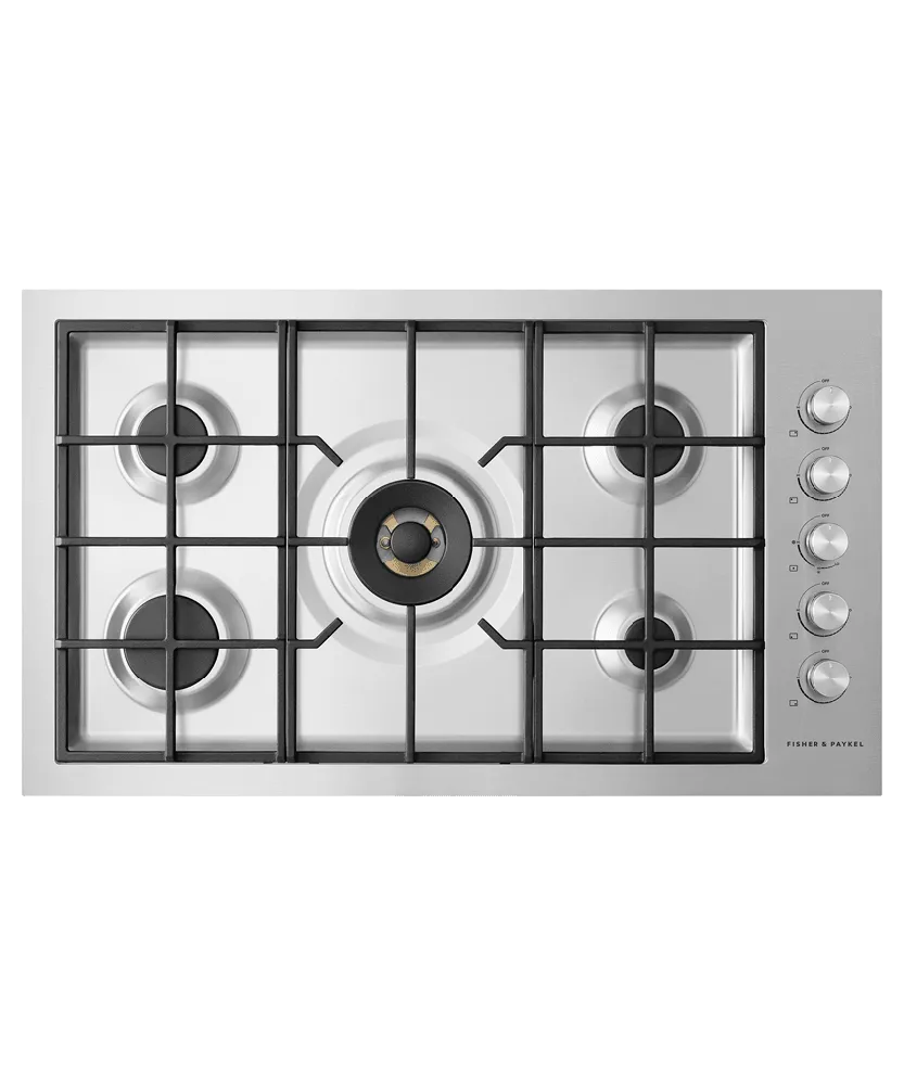 Fisher & Paykel CG365DNGRX2N Gas On Steel Cooktop, 36", Flush Fit Gas natural gas range with griddle