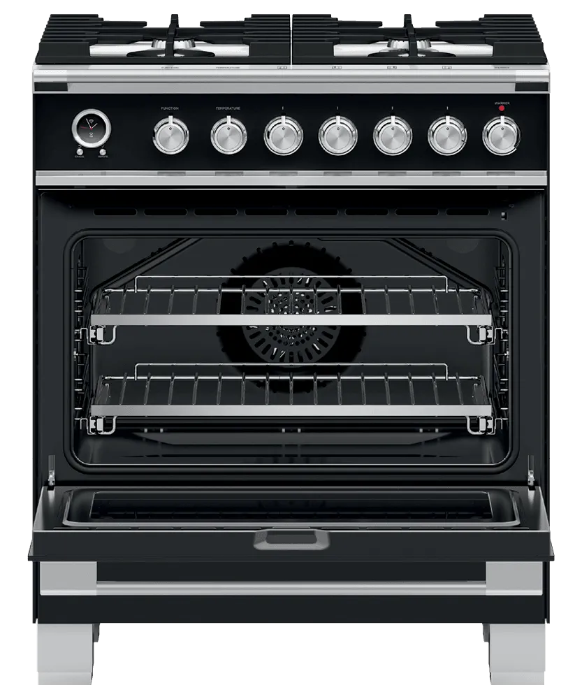 Fisher & Paykel OR30SCG6B1 Dual Fuel Range, 30", 4 Burners, Self-Cleaning