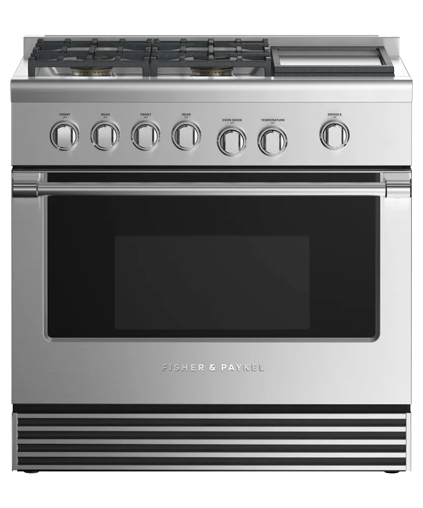 Fisher & Paykel RDV2364GDLN Dual Fuel Range, 36", 4 Burners With Griddle Professional Ranges 6 burner professional gas range
