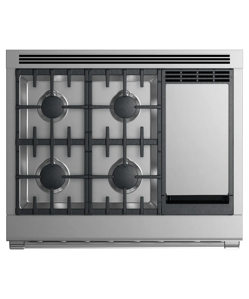 Fisher & Paykel RDV2364GDLN Dual Fuel Range, 36", 4 Burners With Griddle