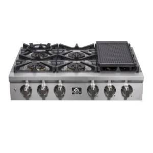 Forno FCTGS575136 Forno Spezia Alta Qualita 36" Pro-Style Gas Rangetop Gas 4 burner gas range for kitchen