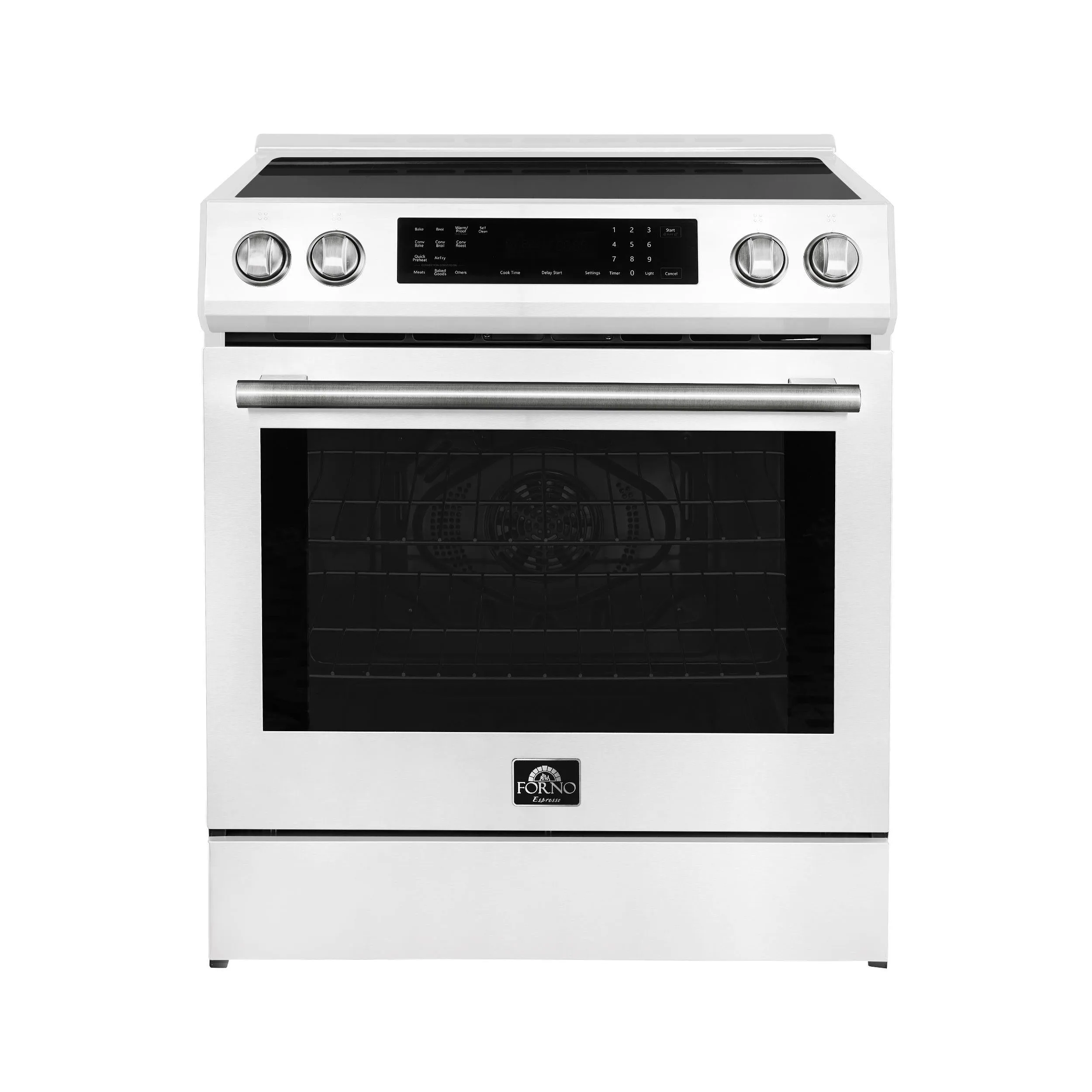 Forno FFSIN090530WHT Espresso Donatello 30-Inch Slide-In Induction Range White Slide In Ranges front control slide-in stove