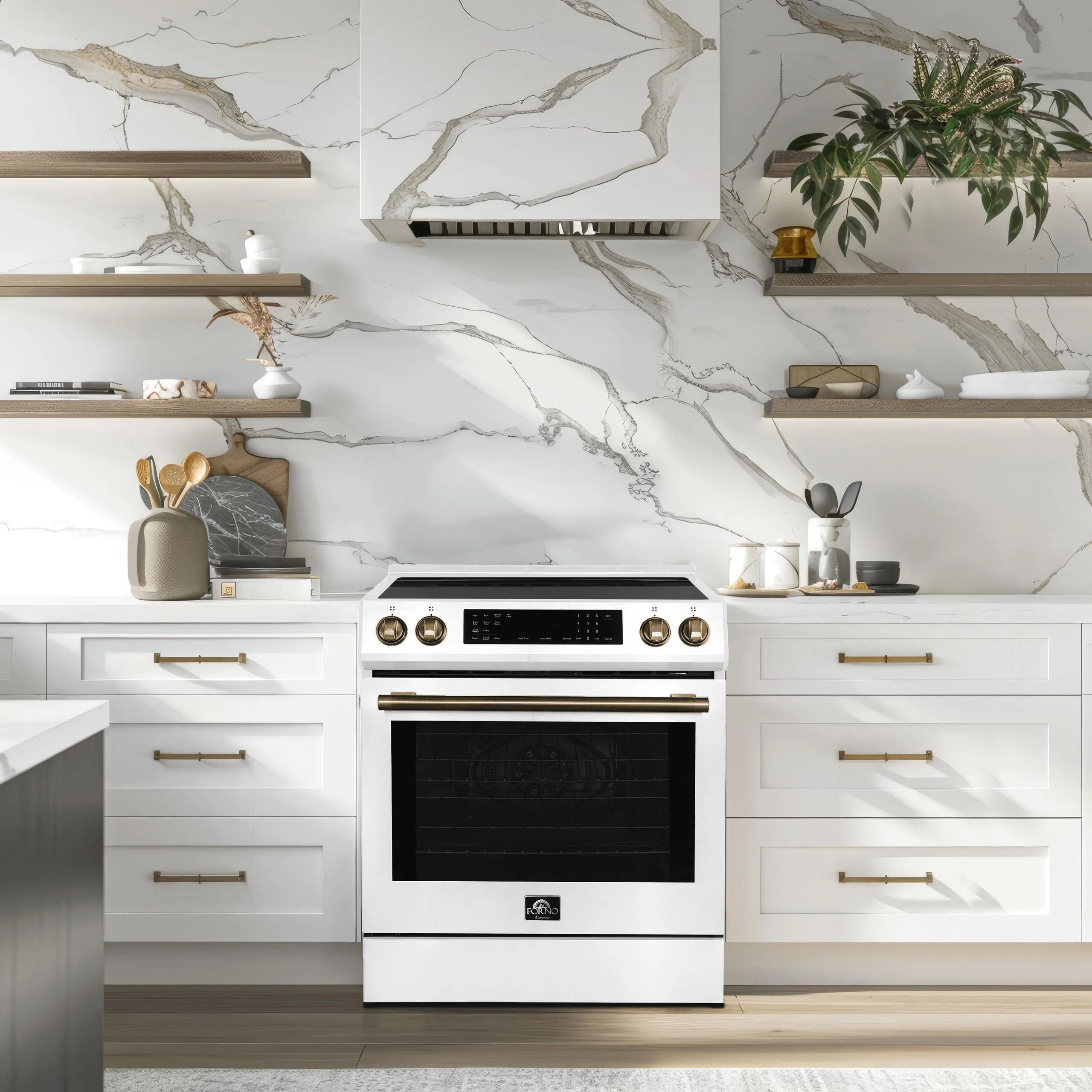Forno FFSIN090530WHT Espresso Donatello 30-Inch Slide-In Induction Range White