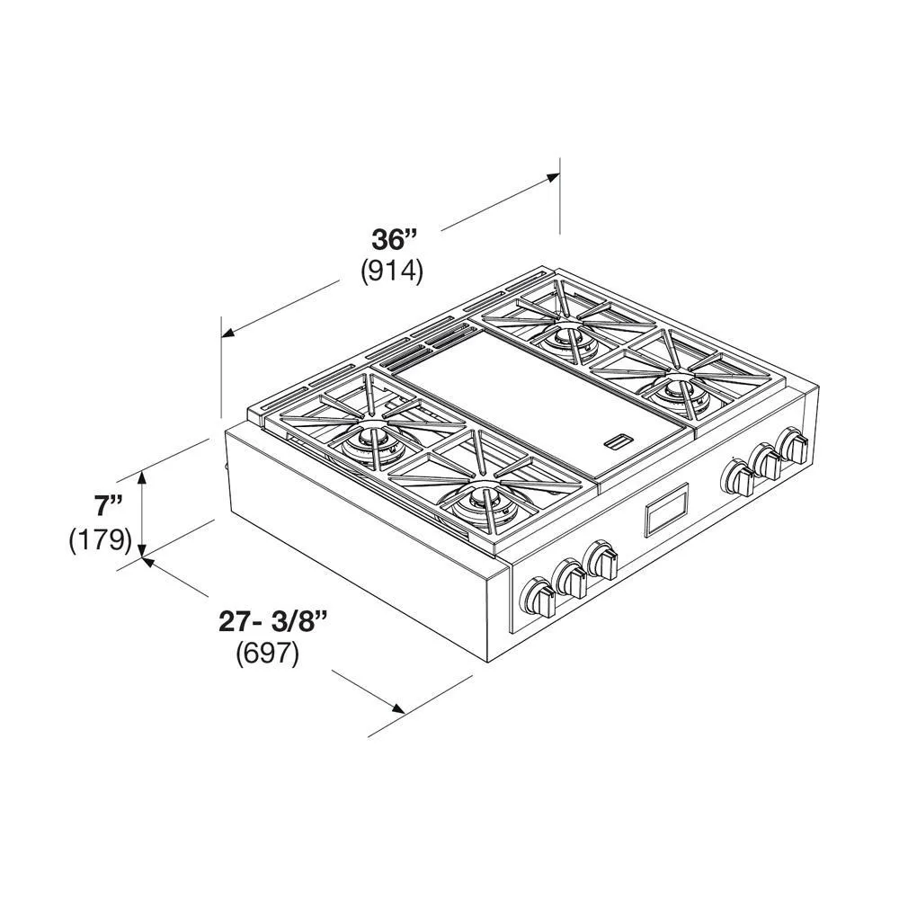 Fulgor Milano F6GRT364GS1 Sofia 36" Pro Gas Rangetop With Griddle