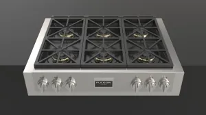 Fulgor Milano F6GRT366S1 36" Pro Gas Range Top Gas natural gas range with griddle