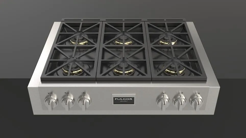 Fulgor Milano F6GRT366S1 36" Pro Gas Range Top Gas natural gas range with griddle
