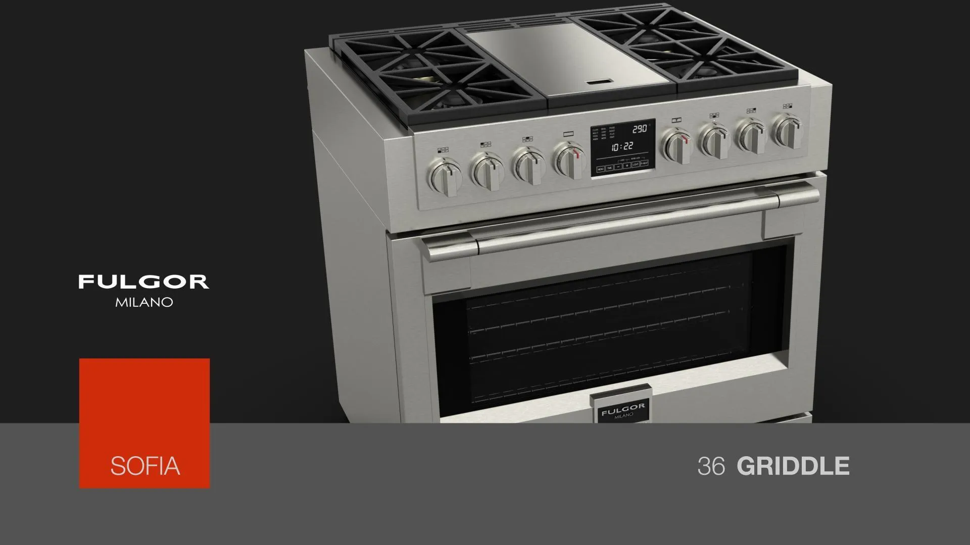 Fulgor Milano F6PDF364GS1 36 Dual Fuel Pro Range With Griddle