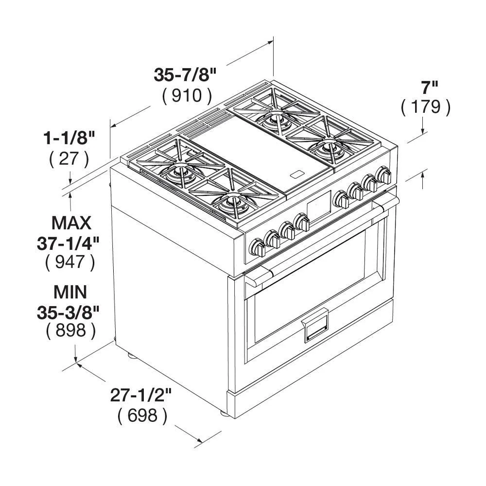 Fulgor Milano F6PDF364GS1 36 Dual Fuel Pro Range With Griddle