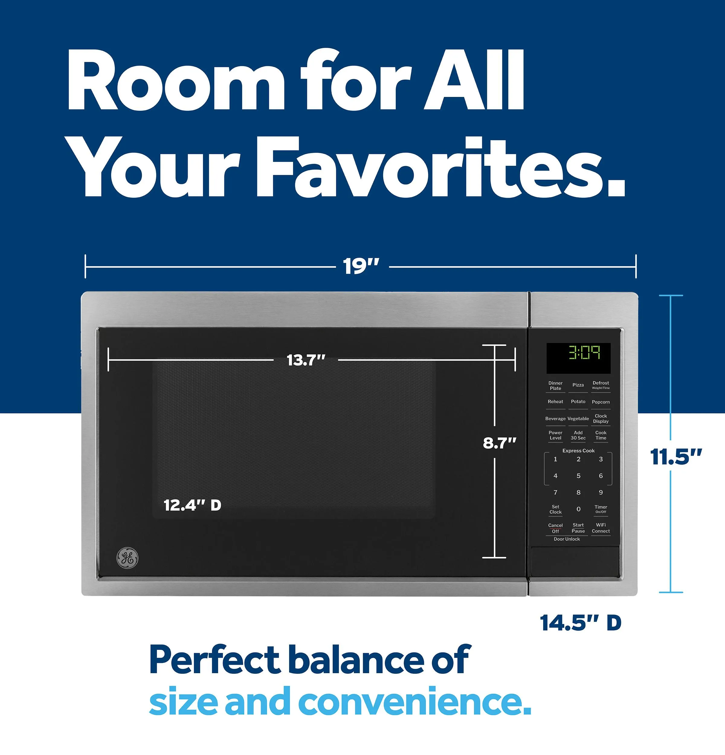Ge Appliances GCST09U1WSS Ge 0.9 Cu. Ft. Capacity Smart Countertop Microwave Oven With Scan-To-Cook Technology