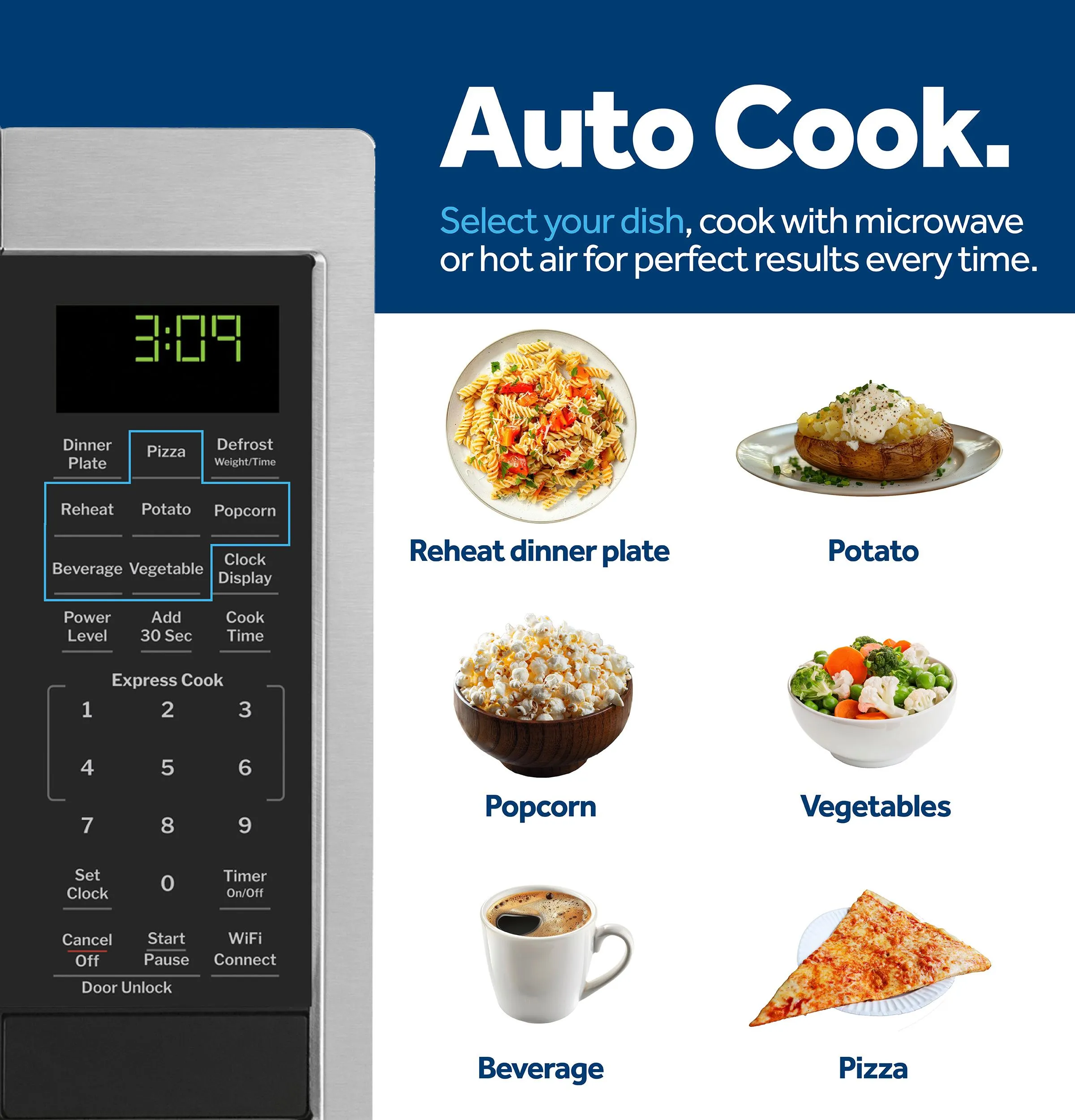 Ge Appliances GCST09U1WSS Ge 0.9 Cu. Ft. Capacity Smart Countertop Microwave Oven With Scan-To-Cook Technology