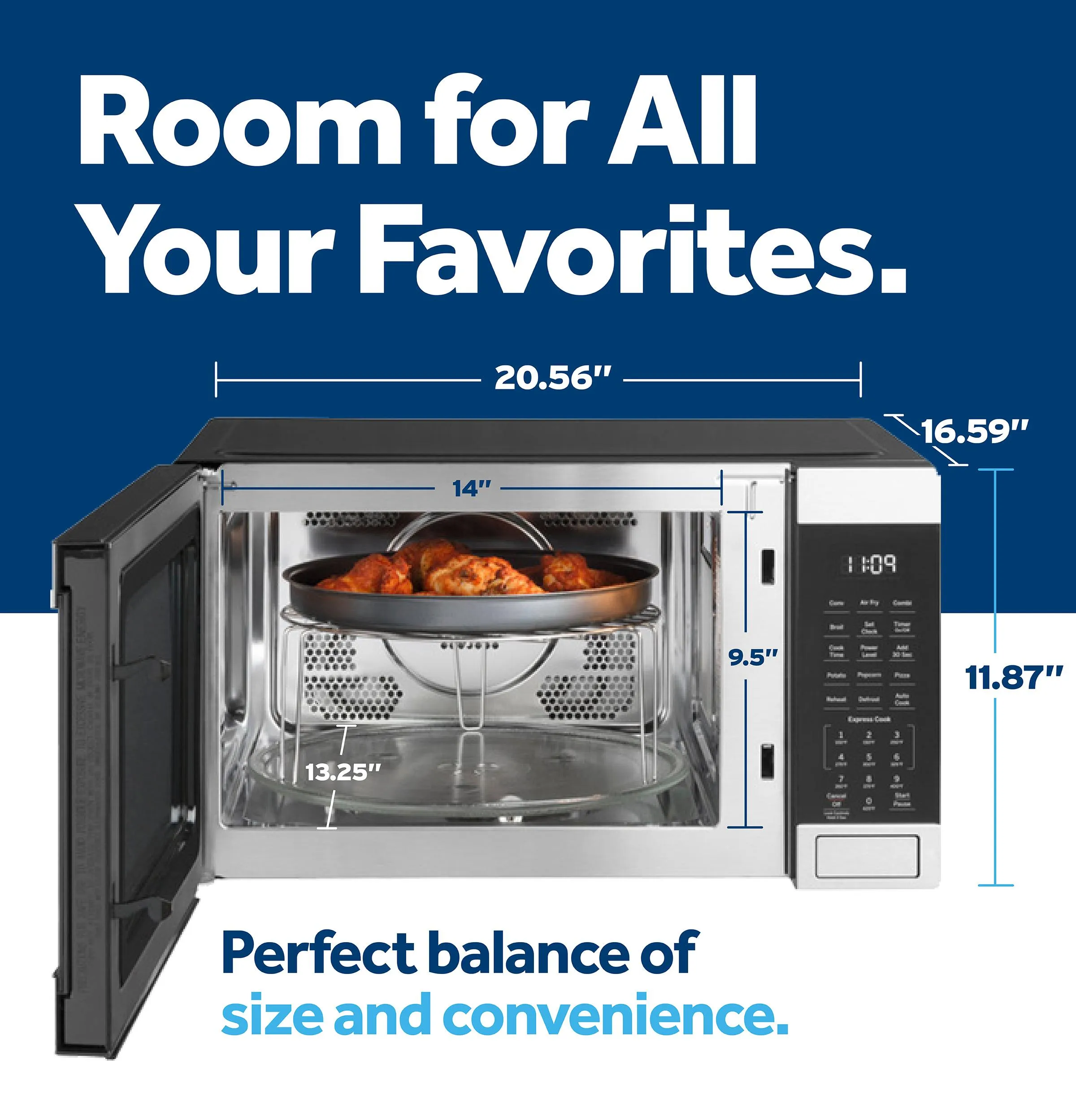 Ge Appliances GCST10A1WSS Ge 1.0 Cu. Ft. Capacity Countertop Convection Microwave Oven With Air Fry