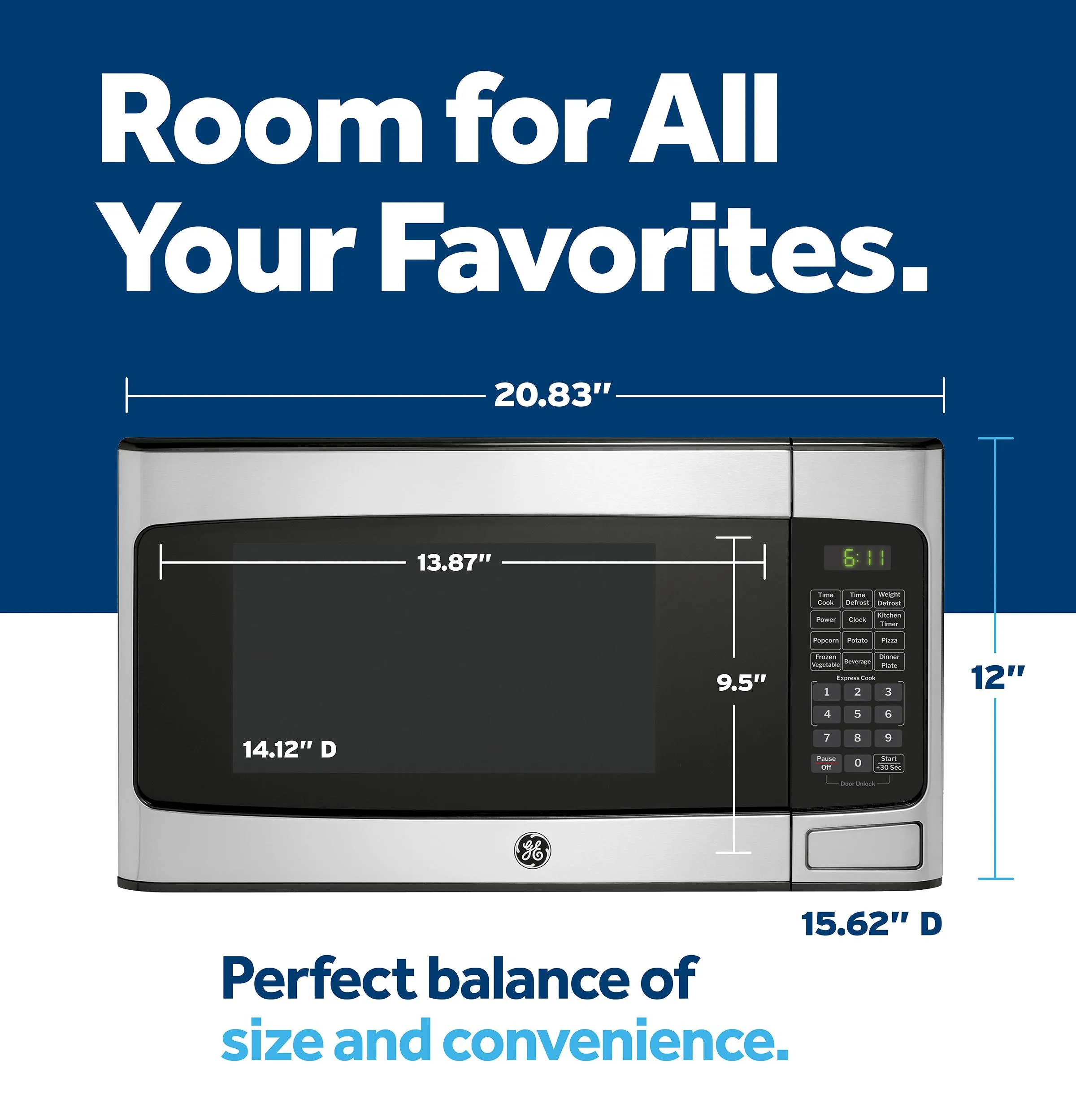 Ge Appliances GCST11X1WSS Ge 1.1 Cu. Ft. Capacity Countertop Microwave Oven
