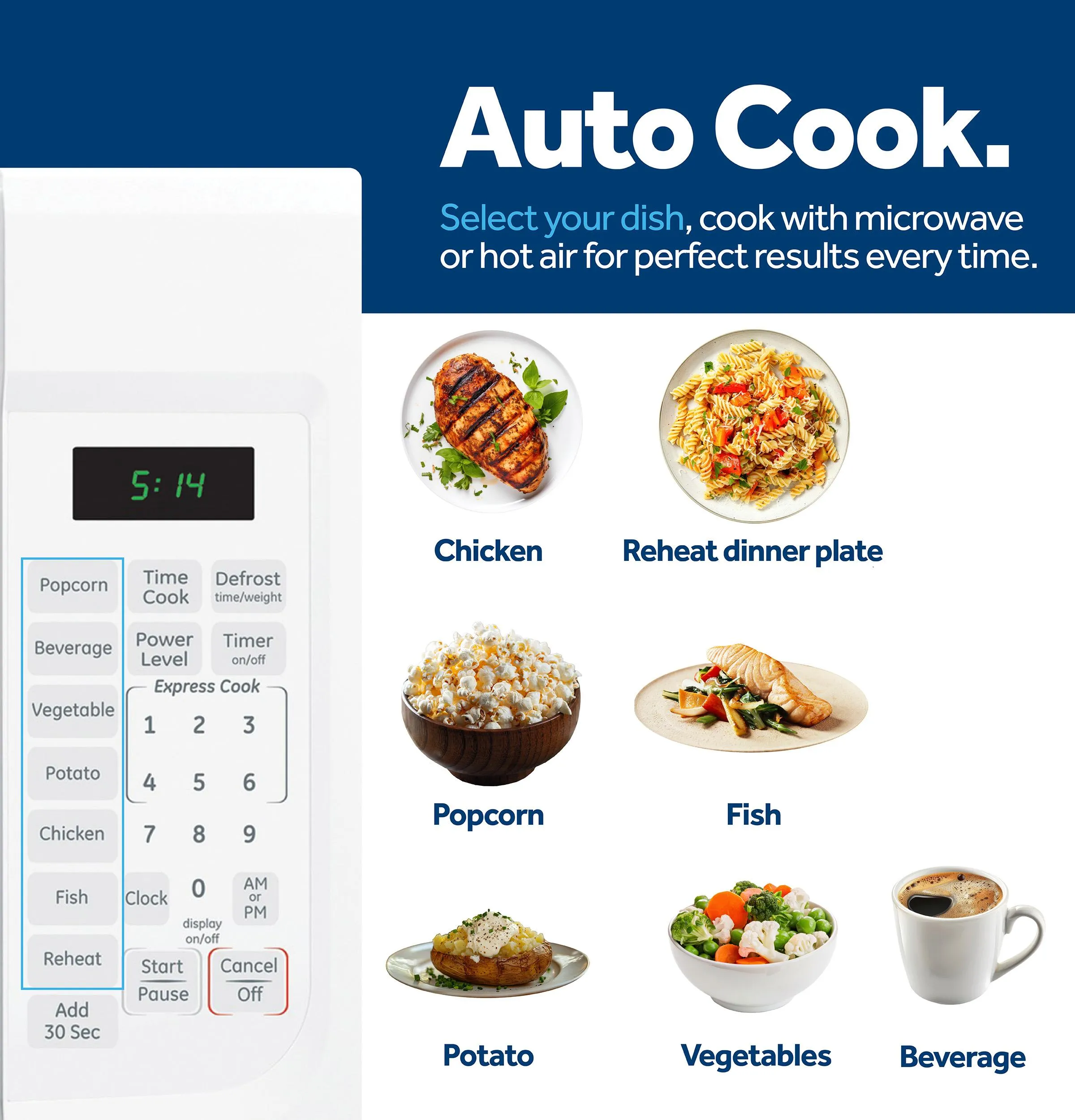Ge Appliances GCST14S1WWW Ge 1.4 Cu. Ft. Countertop Microwave Oven