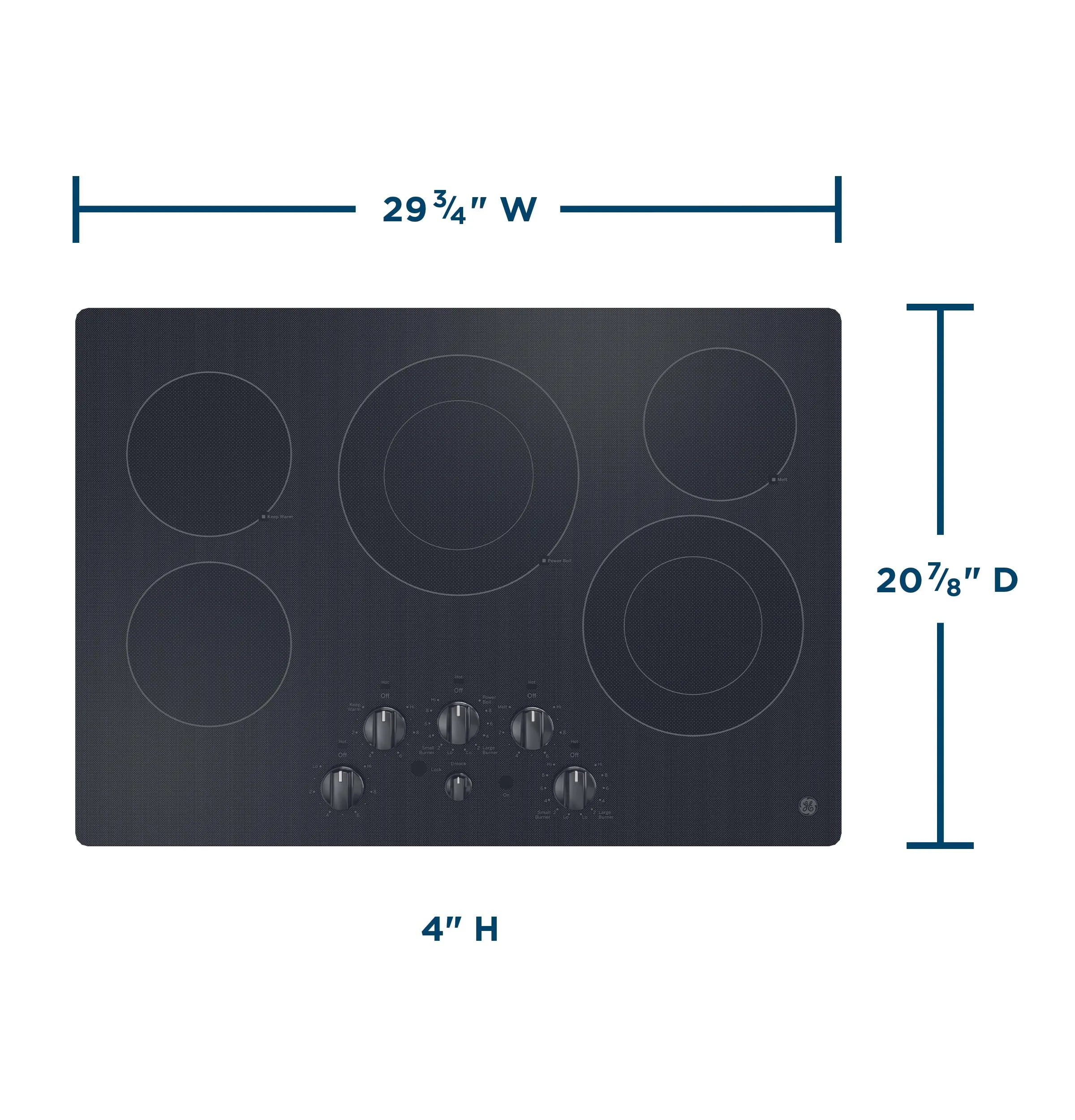 Ge Appliances JEP5030DTBB Ge 30" Built-In Knob Control Electric Cooktop