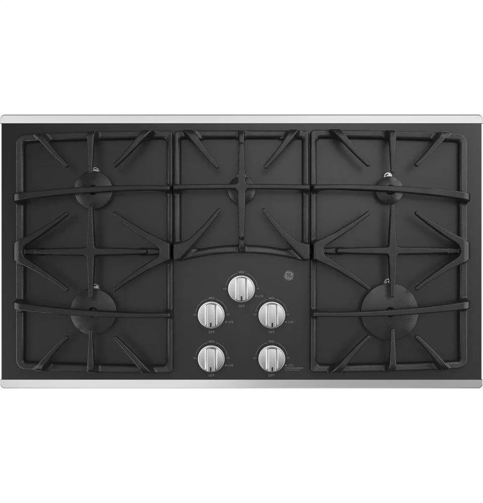 Ge Appliances JGP5536SLSS Ge 36" Built-In Gas On Glass Cooktop With 5 Burners And Dishwasher Safe Grates Gas 4 burner gas range for kitchen
