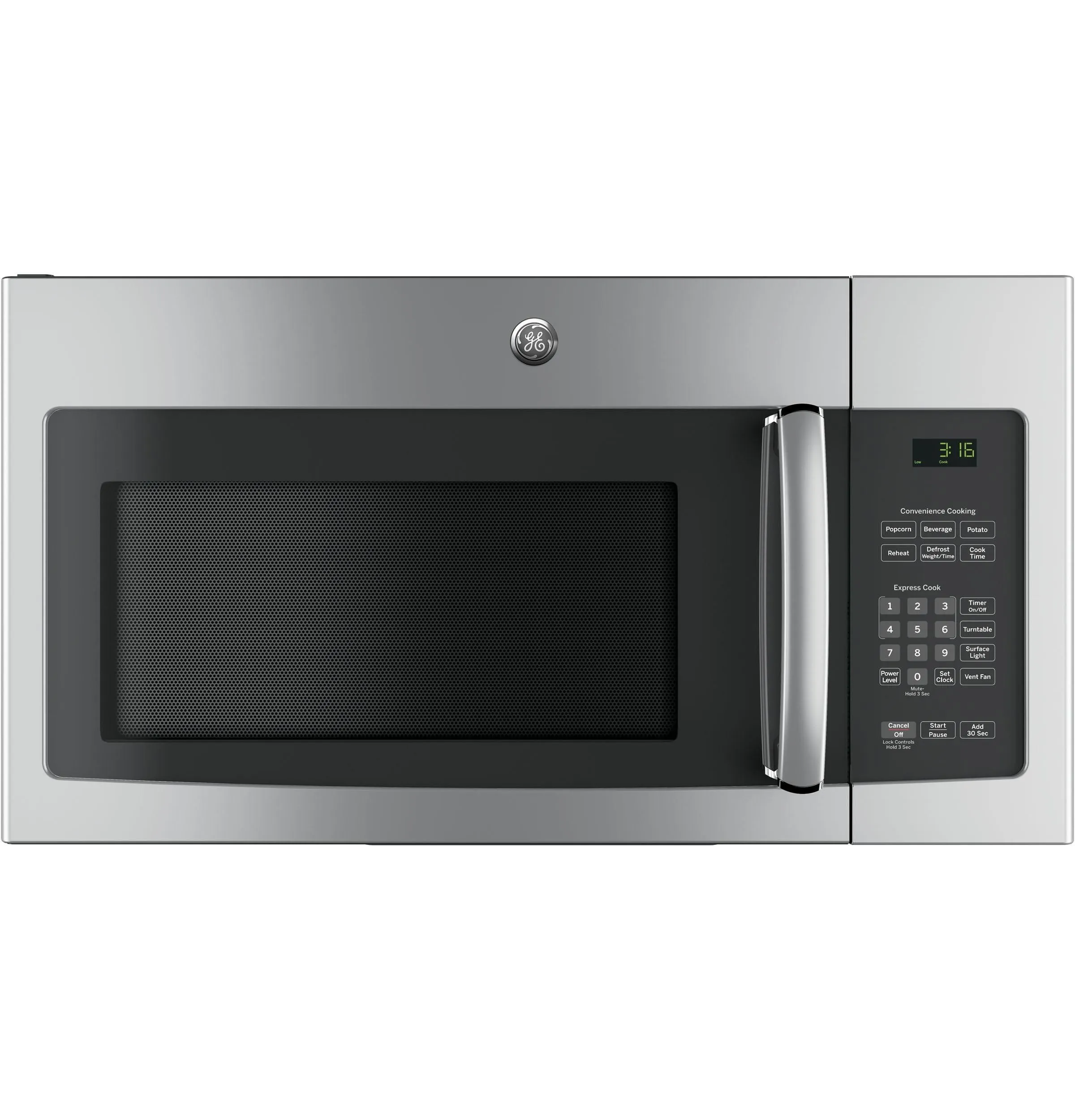 Ge Appliances JNM3163RJSS Ge 1.6 Cu. Ft. Over-The-Range Microwave Oven With Recirculating Venting Microwave Ovens large capacity kitchen microwave