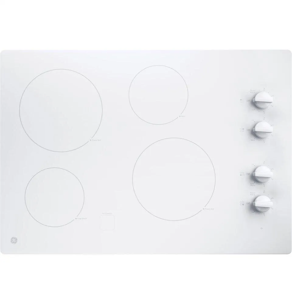 Ge Appliances JP3030TJWW Ge 30" Built-In Knob Control Electric Cooktop Electric slide-in electric cooking range