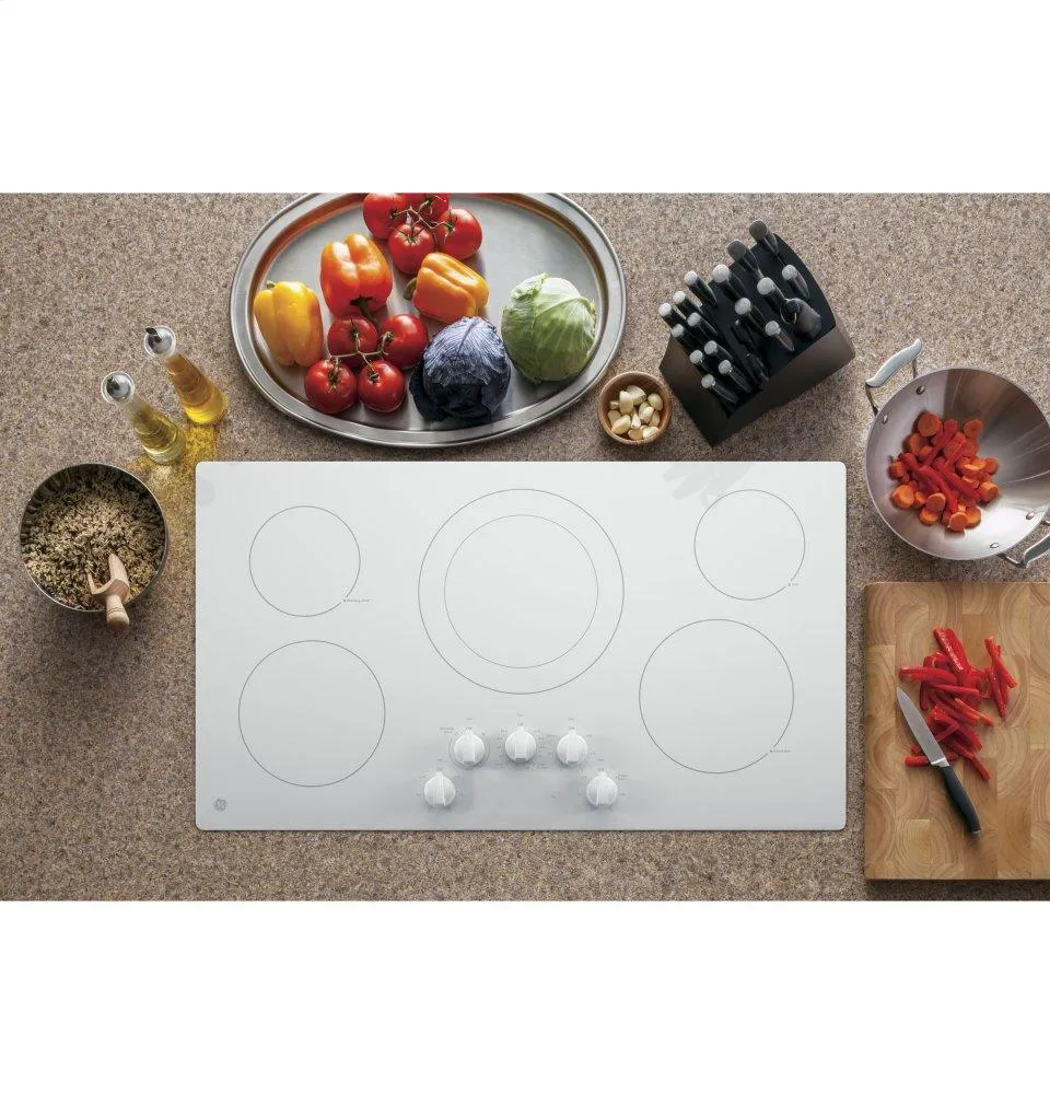 Ge Appliances JP3036TLWW Ge 36" Built-In Knob Control Electric Cooktop