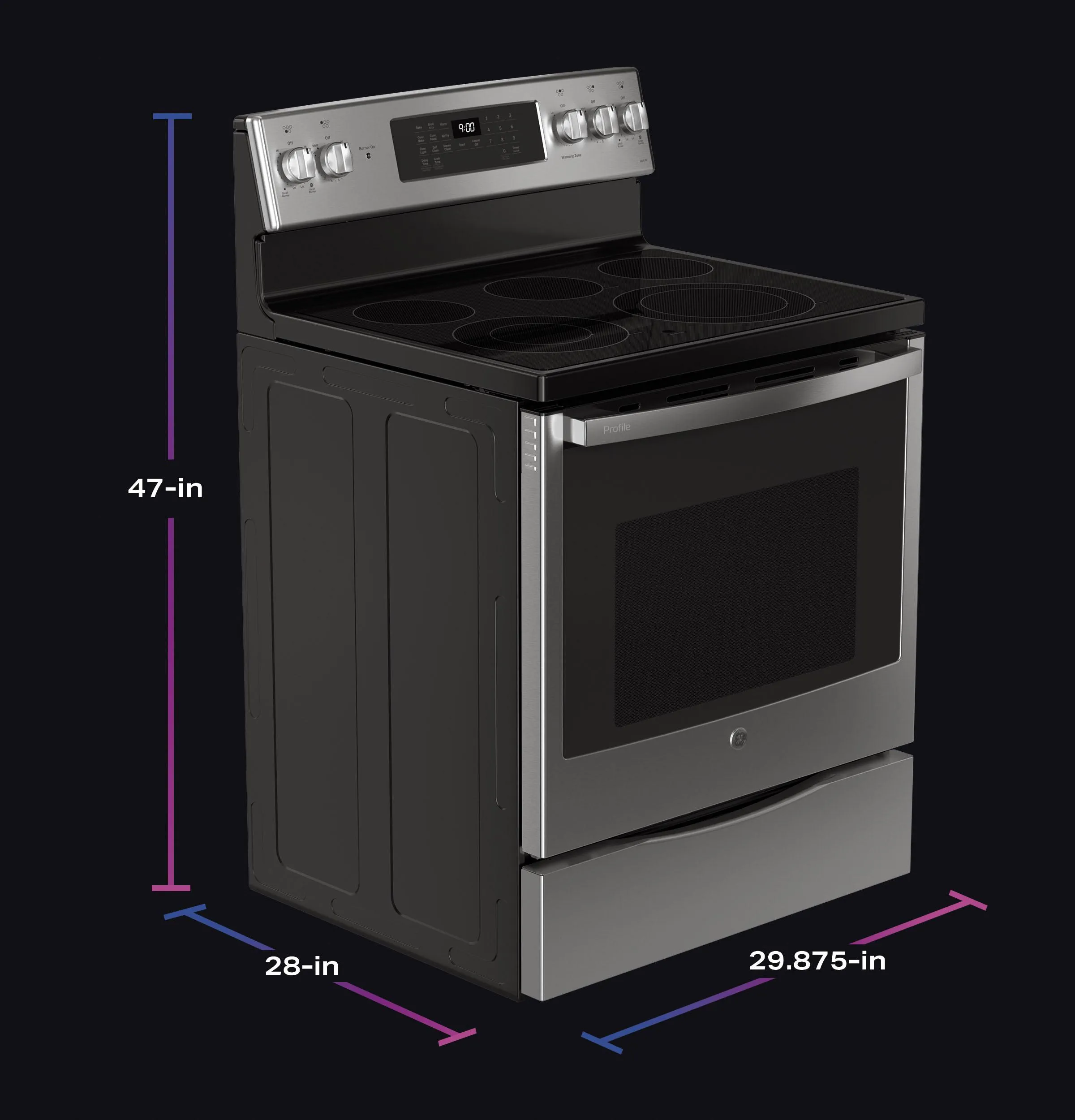 Ge Appliances PB900YVFS Ge Profile&#8482; 30" Smart Free-Standing Electric Convection Fingerprint Resistant Range With No Preheat Air Fry
