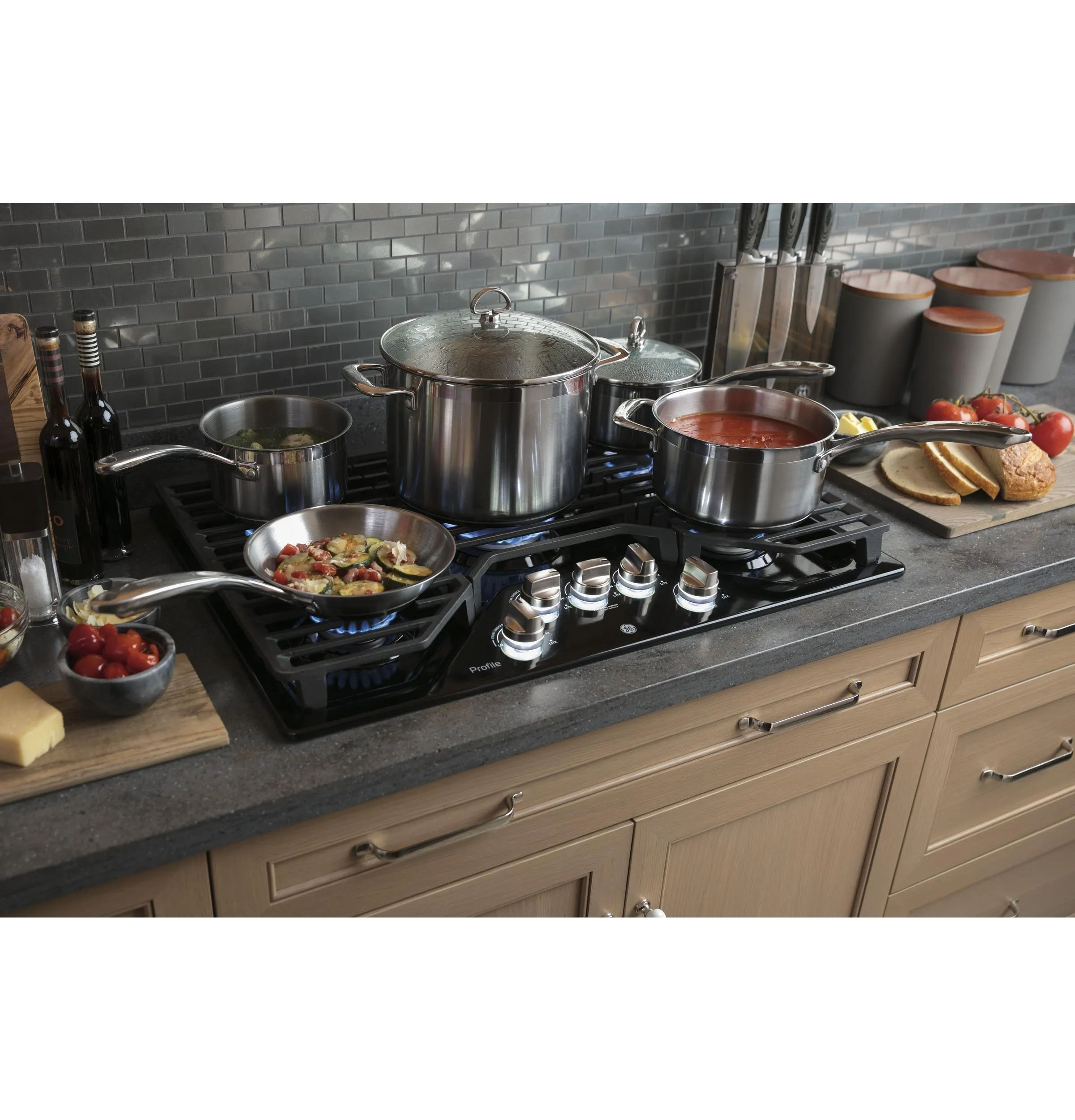 Ge Appliances PGP7030DLBB Ge Profile&#8482; 30" Built-In Gas Cooktop With 5 Burners And Optional Extra-Large Cast Iron Griddle