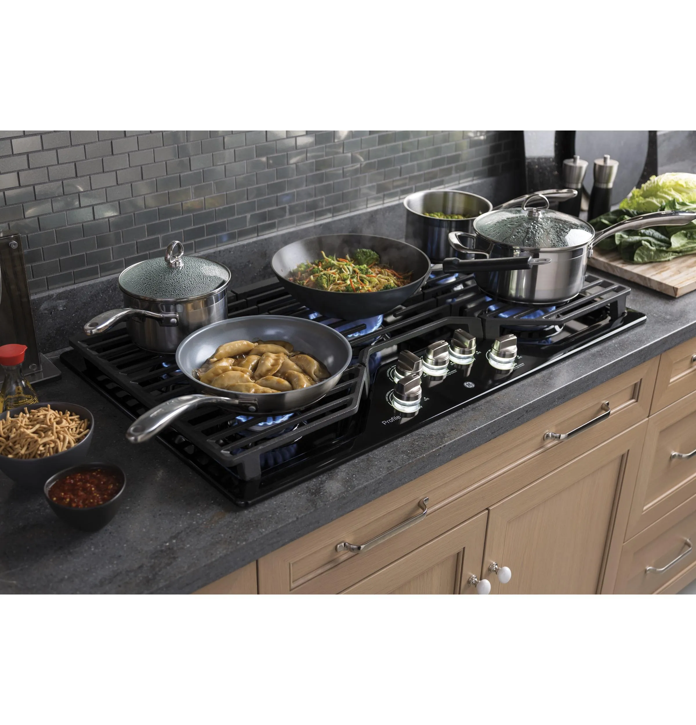Ge Appliances PGP7036DLBB Ge Profile&#8482; 36" Built-In Gas Cooktop With Optional Extra-Large Cast Iron Griddle
