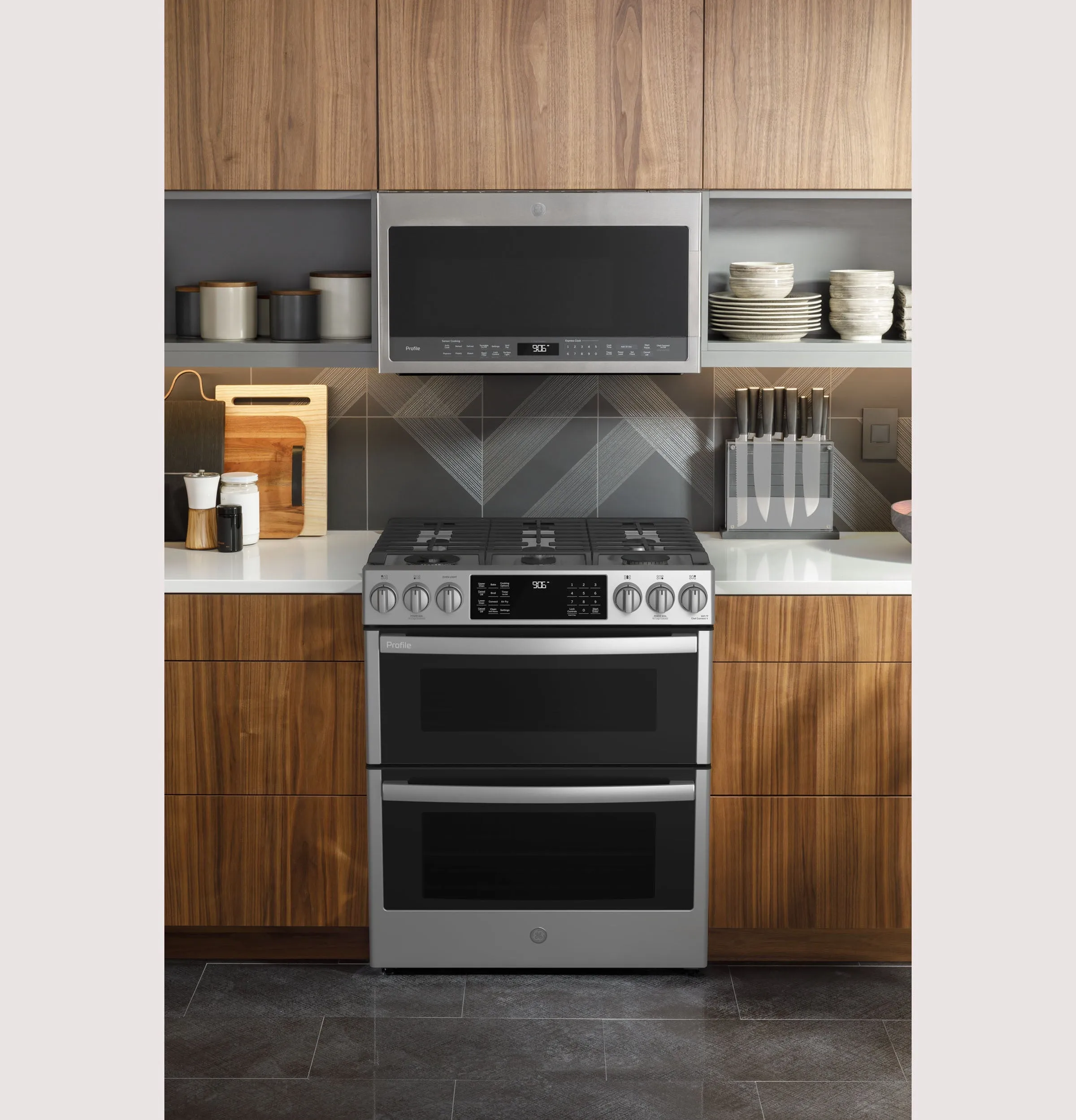 Ge Appliances PGS960YPFS Ge Profile&#8482; 30" Smart Slide-In Front-Control Gas Double Oven Convection Fingerprint Resistant Range