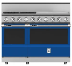 Hestan KRD484GDLPBU 48" 4-Burner Dual Fuel Range With 24" Griddle - Liquid Propane - Blue / Prince Professional Ranges commercial oven for home kitchen