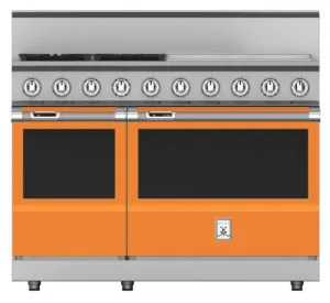 Hestan KRD484GDLPOR 48" 4-Burner Dual Fuel Range With 24" Griddle - Liquid Propane - Orange / Citra Professional Ranges commercial oven for home kitchen
