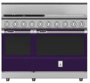 Hestan KRD484GDLPPP 48" 4-Burner Dual Fuel Range With 24" Griddle - Liquid Propane - Purple / Lush Professional Ranges commercial oven for home kitchen