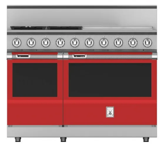 Hestan KRD484GDLPRD 48" 4-Burner Dual Fuel Range With 24" Griddle - Liquid Propane - Red / Matador Professional Ranges commercial oven for home kitchen
