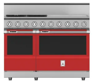 Hestan KRD484GDLPRD 48" 4-Burner Dual Fuel Range With 24" Griddle - Liquid Propane - Red / Matador Professional Ranges commercial oven for home kitchen