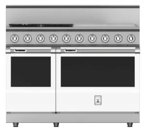 Hestan KRD484GDLPWH 48" 4-Burner Dual Fuel Range With 24" Griddle - Liquid Propane - White / Froth Professional Ranges commercial oven for home kitchen
