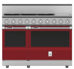Hestan KRD485GDLPBG 48" 5-Burner Dual Fuel Range With 12" Griddle - Liquid Propane - Burgundy / Tin Roof Professional Ranges commercial oven for home kitchen