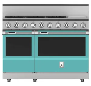 Hestan KRD485GDLPTQ 48" 5-Burner Dual Fuel Range With 12" Griddle - Liquid Propane - Turquoise / Bora Bora Professional Ranges commercial oven for home kitchen