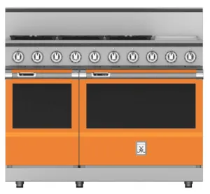 Hestan KRD485GDNGOR 48" 5-Burner Dual Fuel Range With 12" Griddle - Natural Gas - Orange / Citra Professional Ranges commercial oven for home kitchen