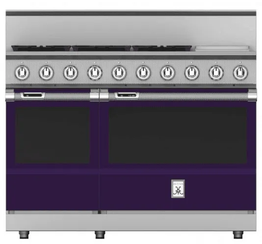 Hestan KRD485GDNGPP 48" 5-Burner Dual Fuel Range With 12" Griddle - Natural Gas - Purple / Lush Professional Ranges commercial oven for home kitchen