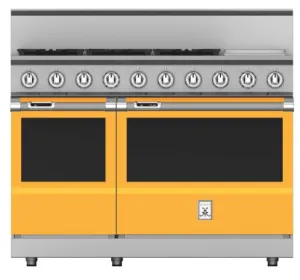 Hestan KRD485GDNGYW 48" 5-Burner Dual Fuel Range With 12" Griddle - Natural Gas - Yellow / Sol Professional Ranges commercial oven for home kitchen
