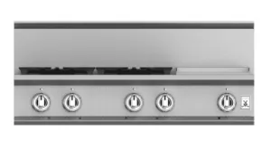 Hestan KRT364GDLP 36" 4-Burner Rangetop With 12" Griddle - Liquid Propane - Natural Gas / Steeletto Cooktops 5 burner cooktops sale