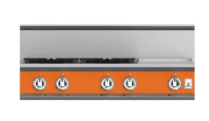 Hestan KRT364GDLPOR 36" 4-Burner Rangetop With 12" Griddle - Liquid Propane - Orange / Sol Cooktops 5 burner cooktops sale