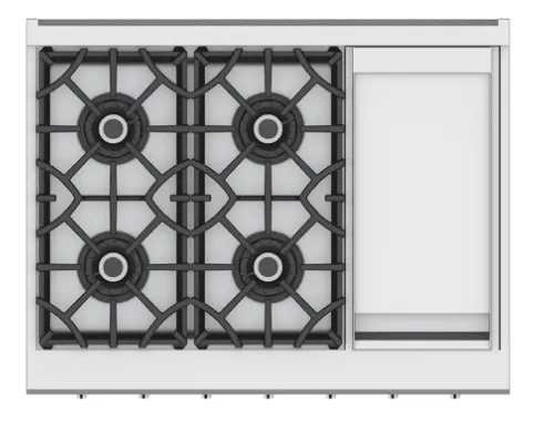 Hestan KRT364GDLPWH 36" 4-Burner Rangetop With 12" Griddle - Liquid Propane - White / Froth