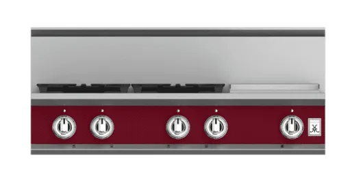 Hestan KRT364GDNGBG 36" 4-Burner Rangetop With 12" Griddle - Natural Gas - Burgundy / Tin Roof Gas natural gas range with griddle