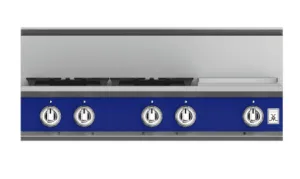 Hestan KRT364GDNGBU 36" 4-Burner Rangetop With 12" Griddle - Natural Gas - Blue / Prince Cooktops 5 burner cooktops sale