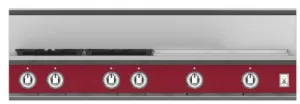 Hestan KRT484GDNGBG 48" 4-Burner Rangetop With 24" Griddle - Natural Gas - Burgundy / Tin Roof Gas natural gas range with griddle