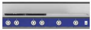 Hestan KRT484GDNGBU 48" 4-Burner Rangetop With 24" Griddle - Natural Gas - Blue / Prince Cooktops 5 burner cooktops sale
