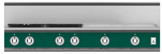Hestan KRT484GDNGGR 48" 4-Burner Rangetop With 24" Griddle - Natural Gas - Green / Grove Gas natural gas range with griddle