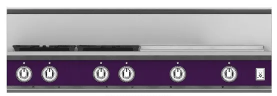Hestan KRT484GDNGPP 48" 4-Burner Rangetop With 24" Griddle - Natural Gas - Purple / Lush Cooktops 5 burner cooktops sale