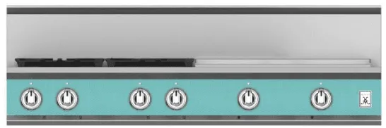 Hestan KRT484GDNGTQ 48" 4-Burner Rangetop With 24" Griddle - Natural Gas - Turquoise / Bora Bora Gas natural gas range with griddle